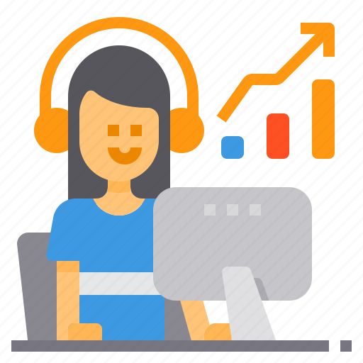 Working, work, at, home, woman, computer, statistic icon - Download on Iconfinder