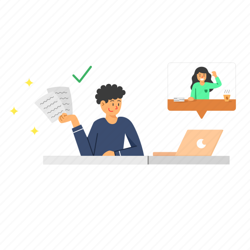 Remote, work, wfh, video call, video conference illustration - Download on Iconfinder