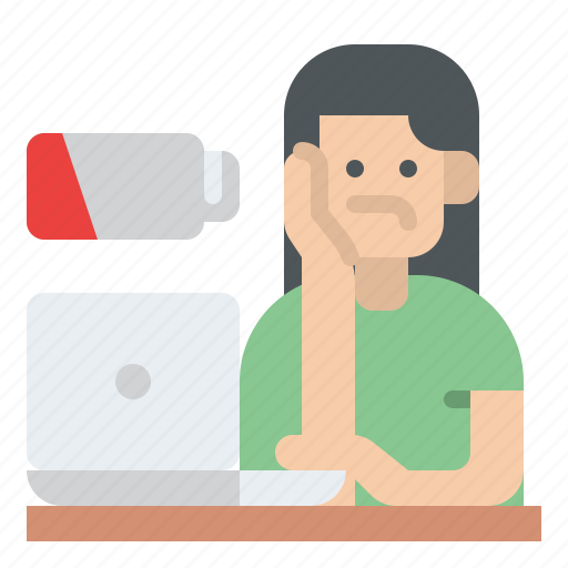 Tired, working, low, battery, burn, out, stress icon - Download on Iconfinder
