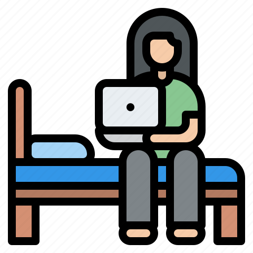 Laptop, bed, working, home, anywhere icon - Download on Iconfinder