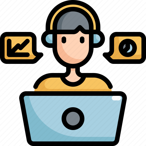 Laptop, man, presentation, work, working, working at home icon - Download on Iconfinder