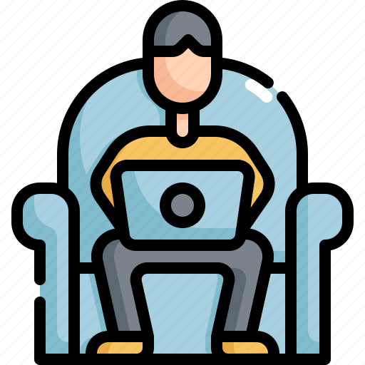 Freelancer, laptop, sofa, work, working, working at home icon - Download on Iconfinder
