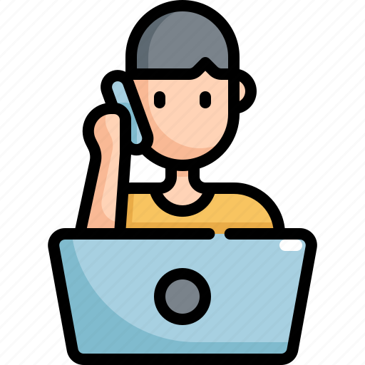 Call, calling, laptop, mobile, phone, work, working icon - Download on Iconfinder