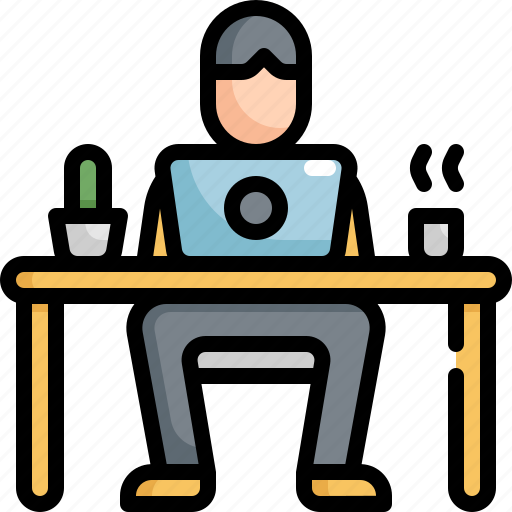 Desk, man, office, table, work, working, working at home icon - Download on Iconfinder