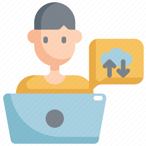 Cloud, laptop, storage, work, working, working at home icon - Download on Iconfinder