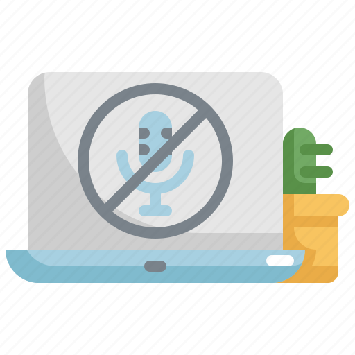 Laptop, microphone, mute, work, working, working at home icon - Download on Iconfinder