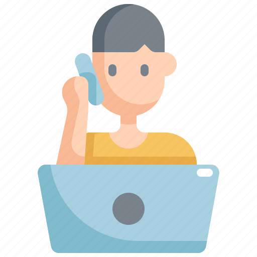 Calling, communication, laptop, man, mobile, phone, smartphone icon - Download on Iconfinder