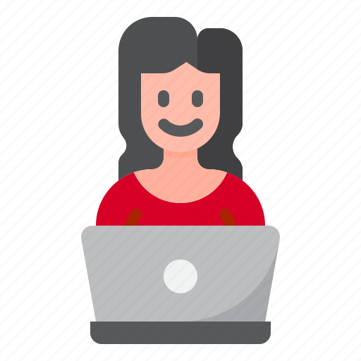 From, home, laptop, office, woman, work icon - Download on Iconfinder