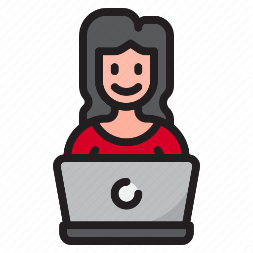 From, home, laptop, office, woman, work icon - Download on Iconfinder