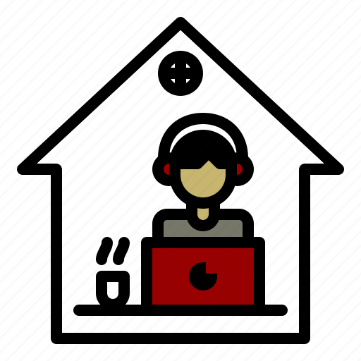 Freelance, home, male, networking, stay, work from home, working icon - Download on Iconfinder