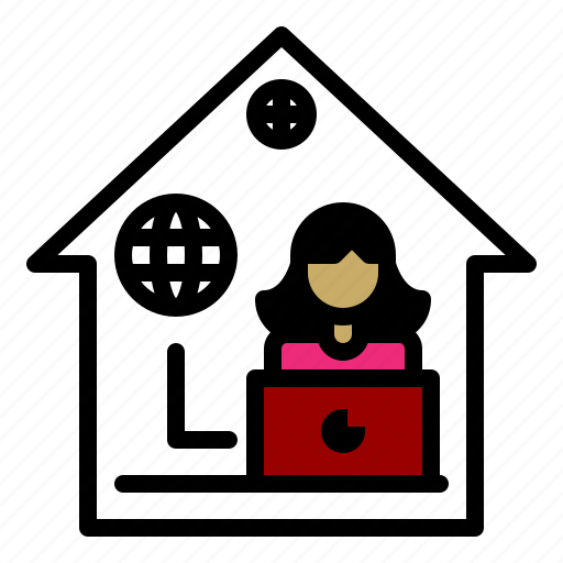 Female, freelance, home, networking, stay, work from home, working icon - Download on Iconfinder