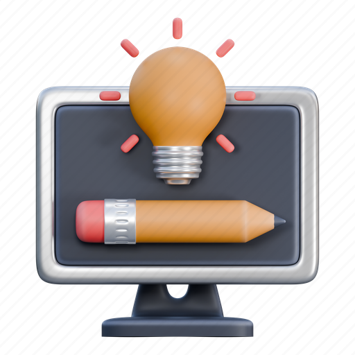 Creative, process, thinking, idea, creativity, monitor, pencil icon - Download on Iconfinder