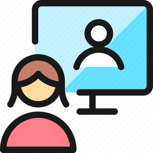 Monitor, meeting, woman, team icon - Download on Iconfinder