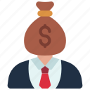 money, head, businessman, avatar, cash