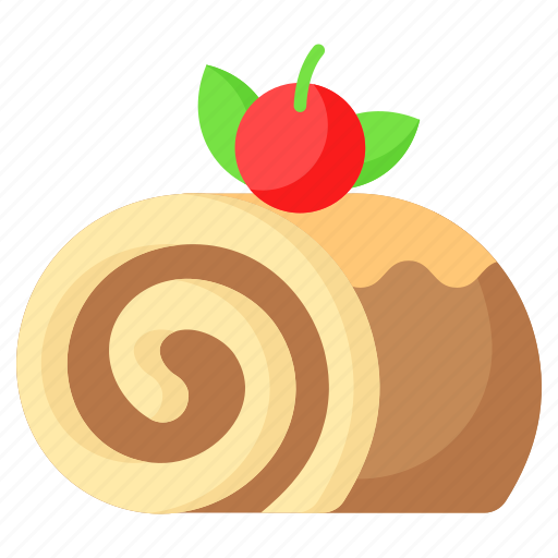 Swill, roll, cake, sponge, chocolate, cherry, dessert icon - Download on Iconfinder