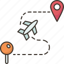 flight, route, destination, map, tracking