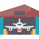 hangar, airport, aircraft, building, garage