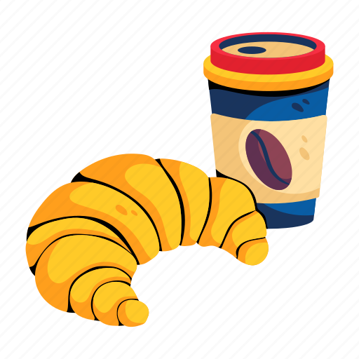 Breakfast, croissant, coffee snack, coffee break, crescent pastry icon - Download on Iconfinder