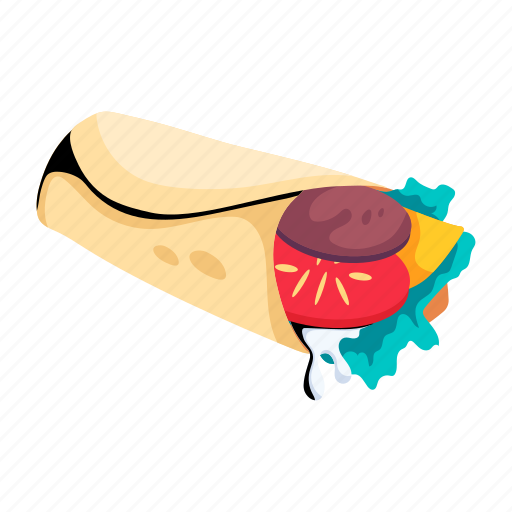 Tortilla wrap, burrito, fast food, vegetable wrap, tortilla roll icon - Download on Iconfinder
