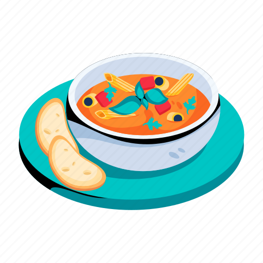 Minestrone soup, thick soup, stew bowl, vegetable soup, italian soup icon - Download on Iconfinder