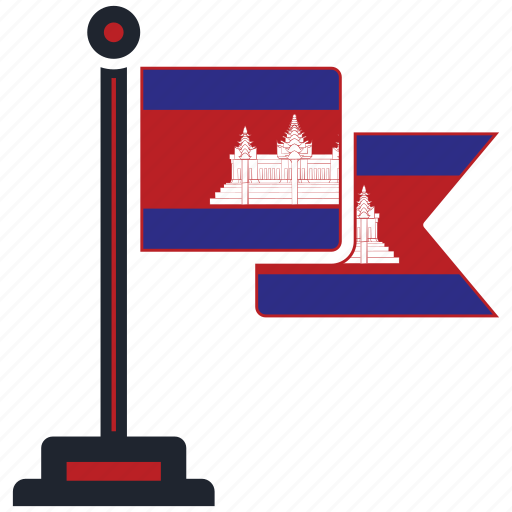 Flag, cambodia, country, national, nation, map, worldflags icon - Download on Iconfinder