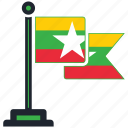 flag, myanmar, country, national, nation, map, worldflags