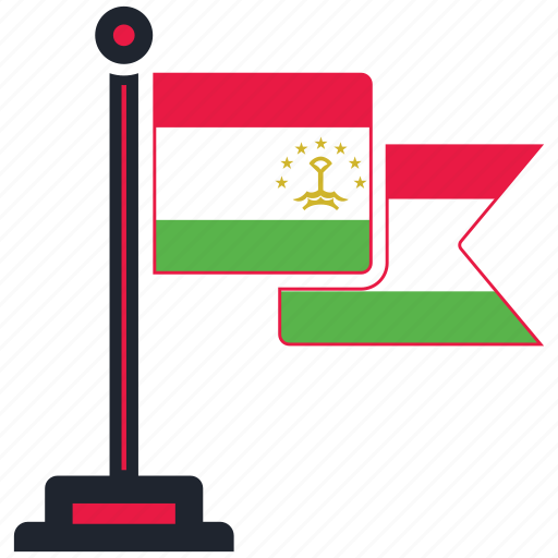 Flag, tajikistan, country, national, nation, map, worldflags icon - Download on Iconfinder