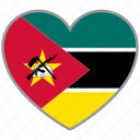 flag heart, mozambique, country, flag, national, love