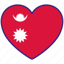 flag heart, nepal, country, flag, nation, national, love