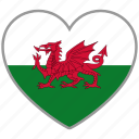 flag heart, wales, country, flag, love
