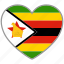 flag heart, zimbabwe, country, flag, nation, love 