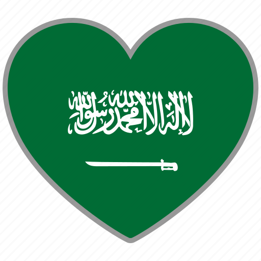 Flag, flag heart, love, saudi arabia icon