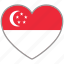 flag heart, singapore, country, flag, national, love 