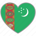 flag heart, turkmenistan, country, flag, nation, love