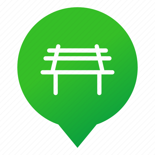 Bench, markers, park, pin, rest, sitting, wsd icon - Download on Iconfinder