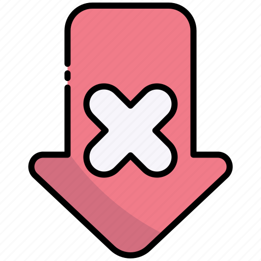 Arrow, cancel, remove, down, cross, delete icon - Download on Iconfinder