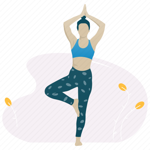 Tree pose, yoga, wellness, meditation, exercise illustration - Download on Iconfinder