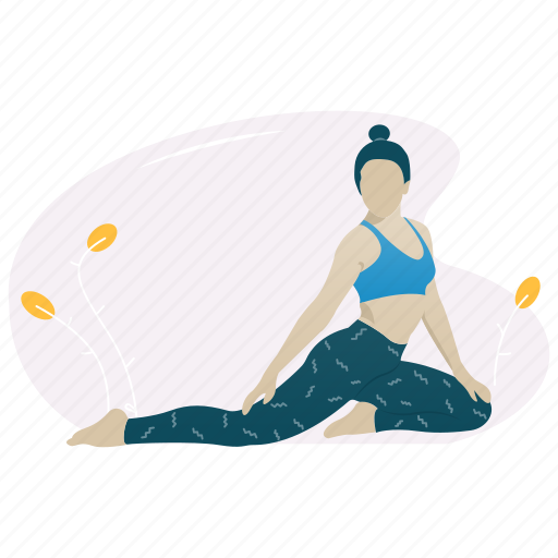 Pigeon pose, yoga, wellness, meditation, exercise illustration - Download on Iconfinder