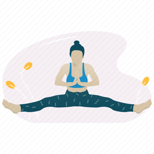 Spread legs, yoga, wellness, meditation, exercise illustration - Download on Iconfinder