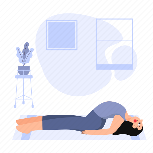 Yoga, wellness, sport, exercise, fish pose, meditation, matsyasana illustration - Download on Iconfinder
