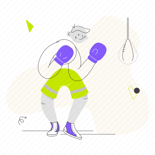 Sport, boxing, gym, fitness, punching bag, training, man illustration - Download on Iconfinder