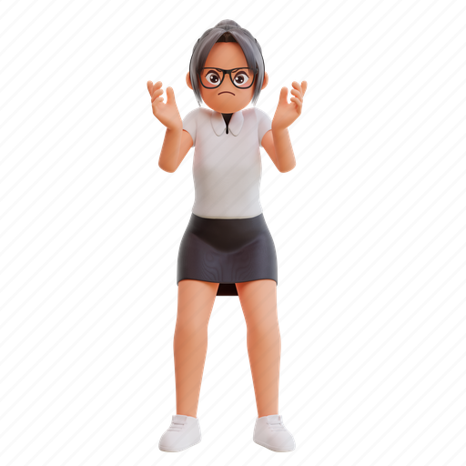 Secretary, angry, woman, office, avatar, girl, business 3D illustration - Download on Iconfinder