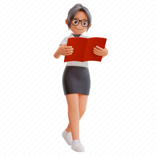Secretary, read, book, reading, study, education, learning 3D illustration - Download on Iconfinder