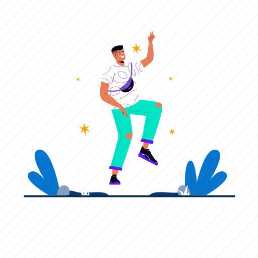 Youth, young, avatar, people, illustration, jump illustration - Download on Iconfinder