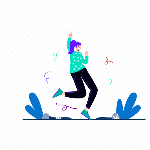 Youth, young, avatar, people, illustration, jump illustration - Download on Iconfinder