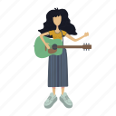 woman, play, gitar, musician, guitarist
