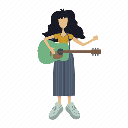 Woman, play, gitar, musician, guitarist illustration - Download on Iconfinder