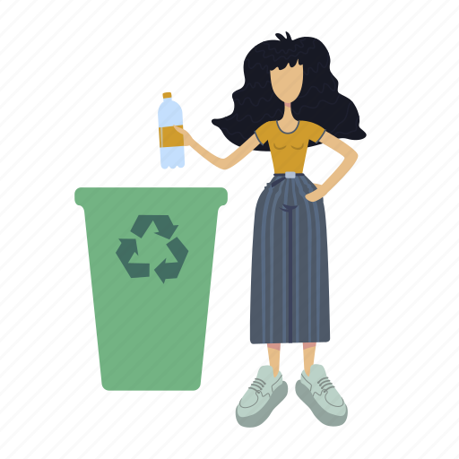 Woman, throw, plastic, bottle, bin illustration - Download on Iconfinder