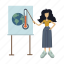 woman, presentation, global, warming, earth globe