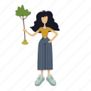 woman, plant, caring, seedling, tree 